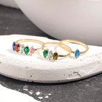 Marquise Cut Gold Birthstone Ring