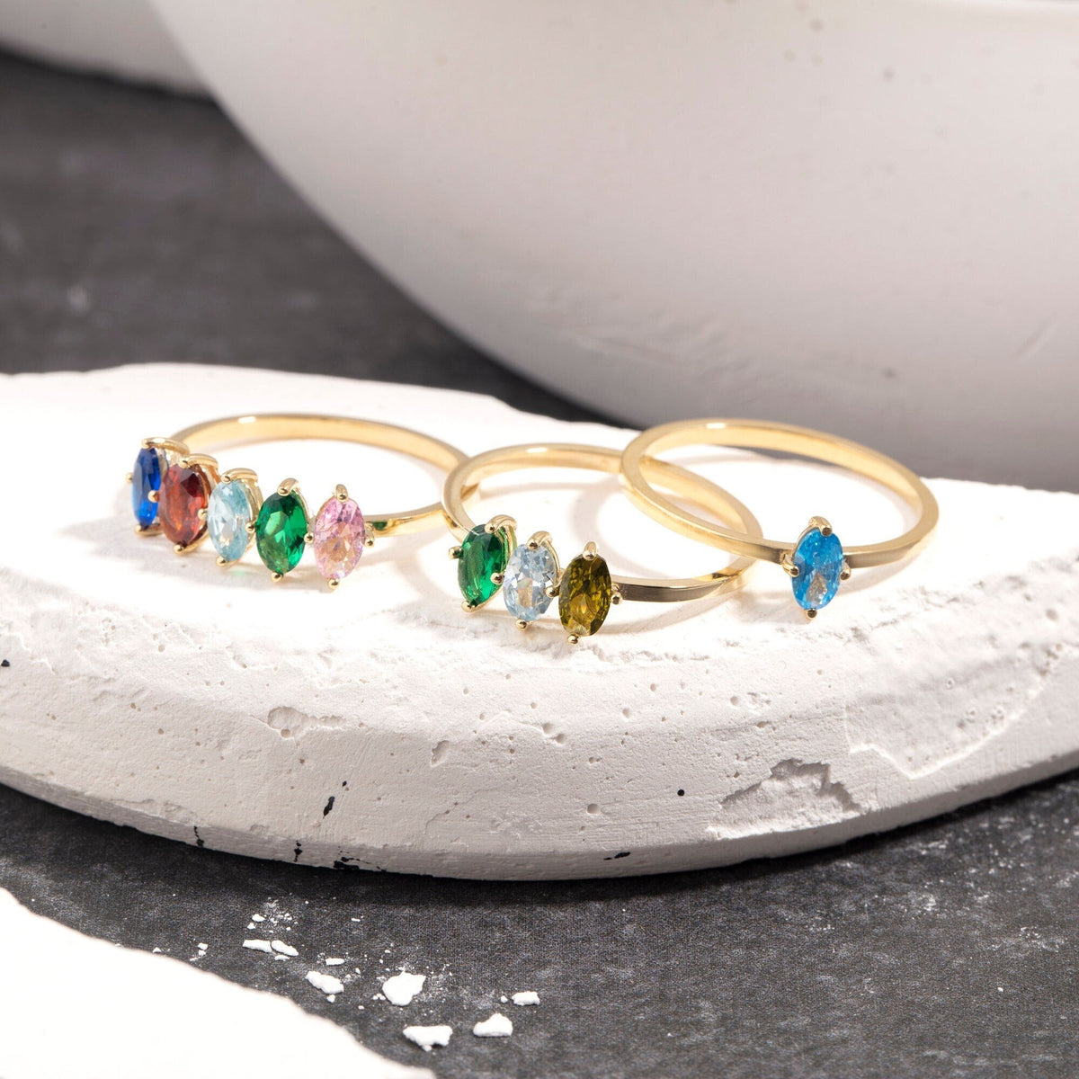 Marquise Cut Gold Birthstone Ring