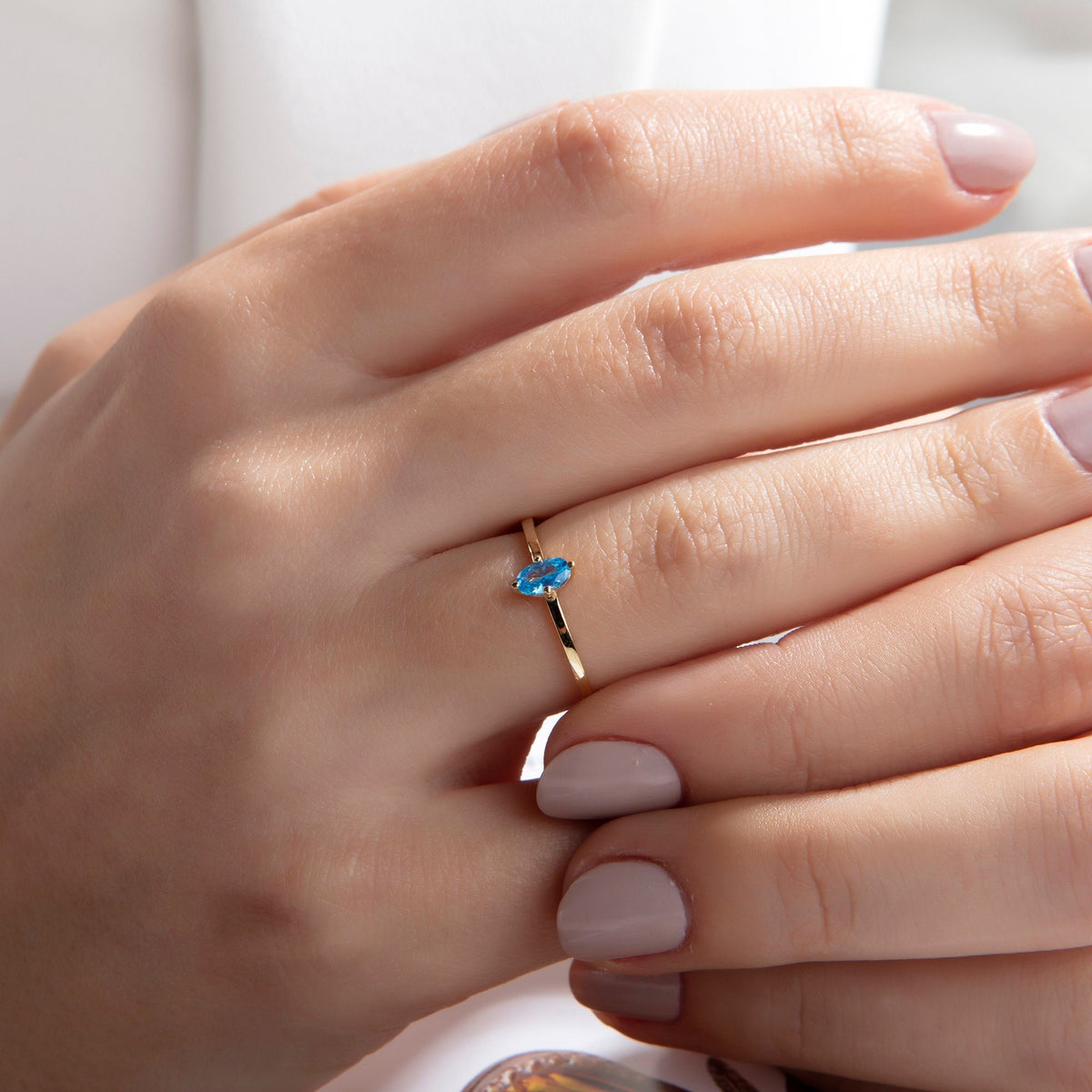 Marquise Cut Gold Birthstone Ring