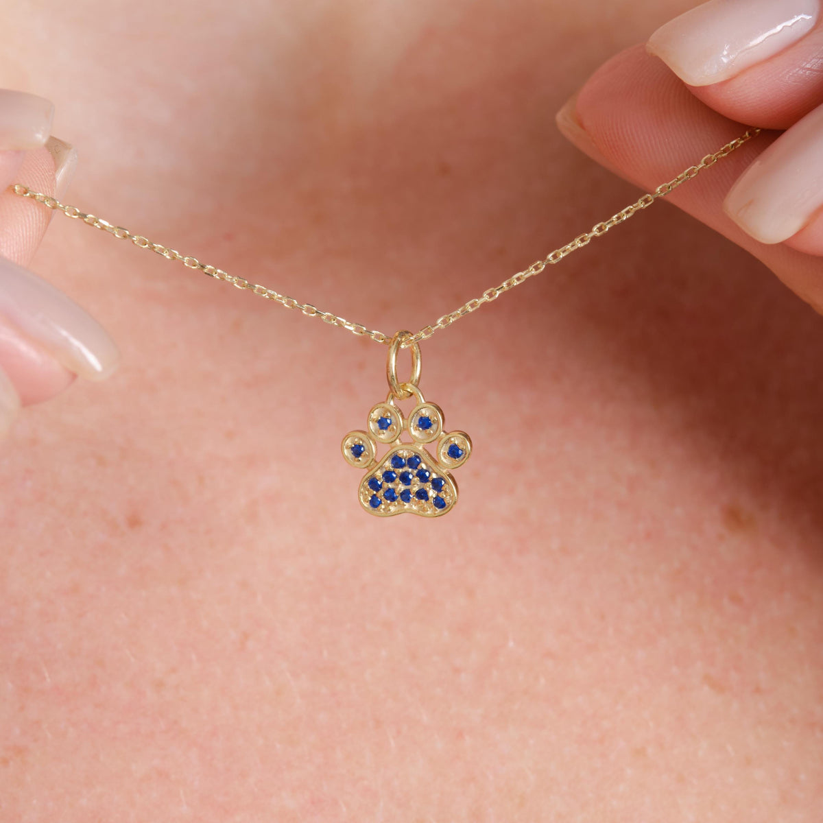 Gold Paw Birthstone Pendant