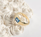 Emerald Cut Gold Birthstone Ring