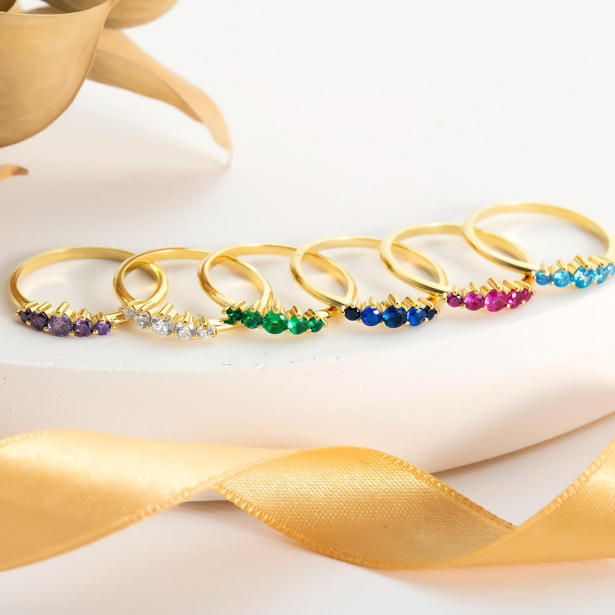 5 Stone Gold Birthstone Ring