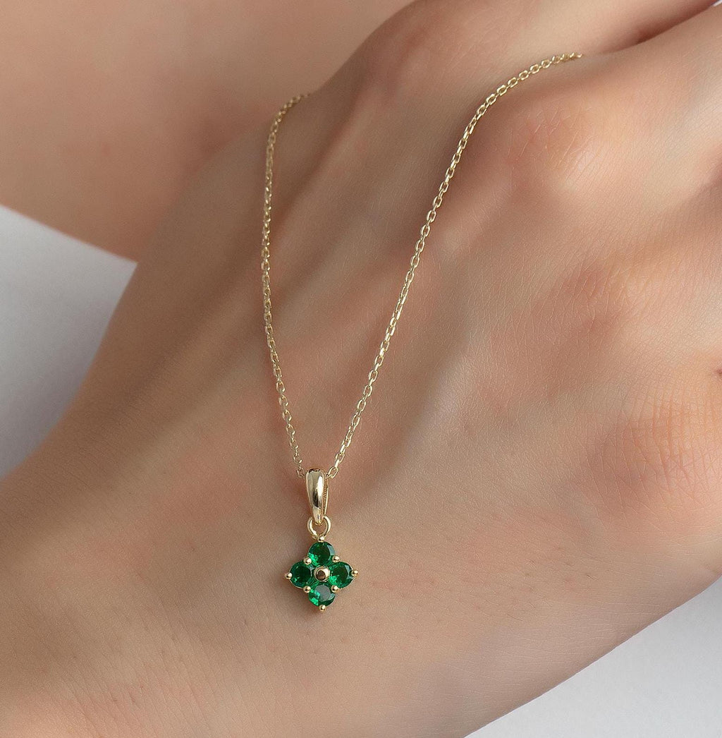 Gold Clover Birthstone Pendant