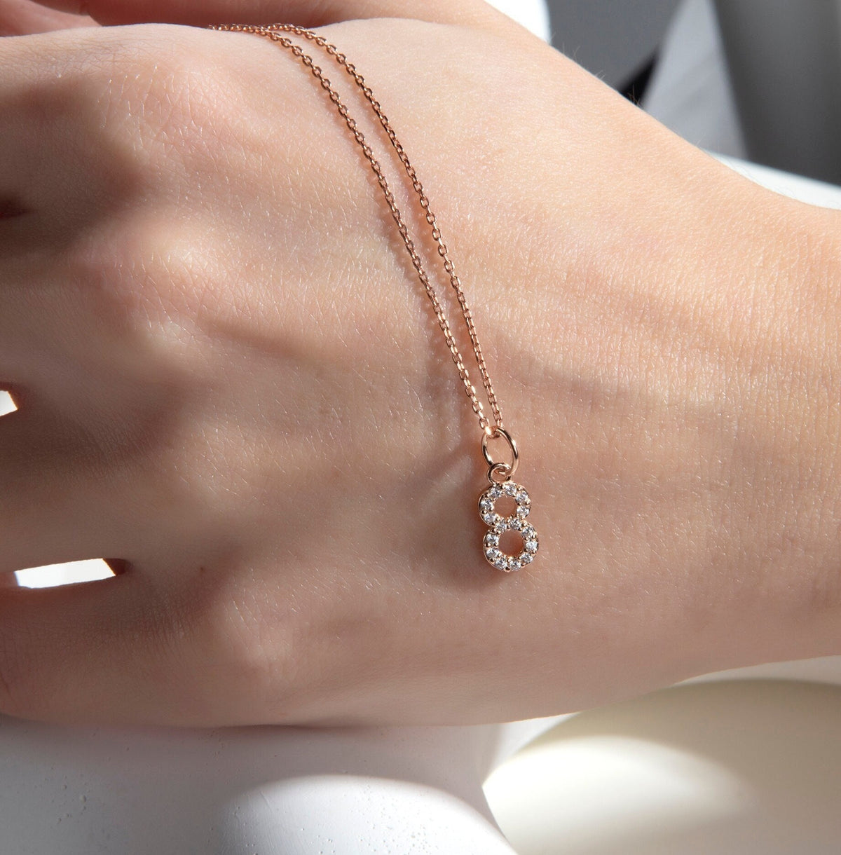 Gold Birthstone Number CZ Charm