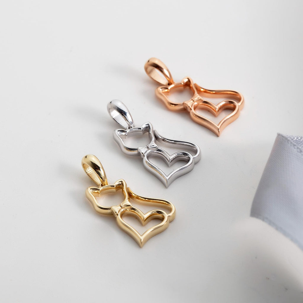 Gold Heart Body Cat Pendant