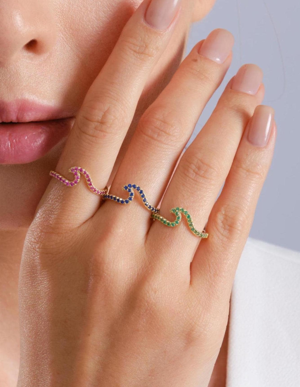 Wave Gold Birthstone Ring