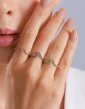Wave Gold Birthstone Ring
