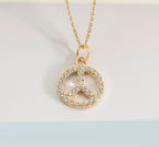 Gold CZ Peace Sign Pendant