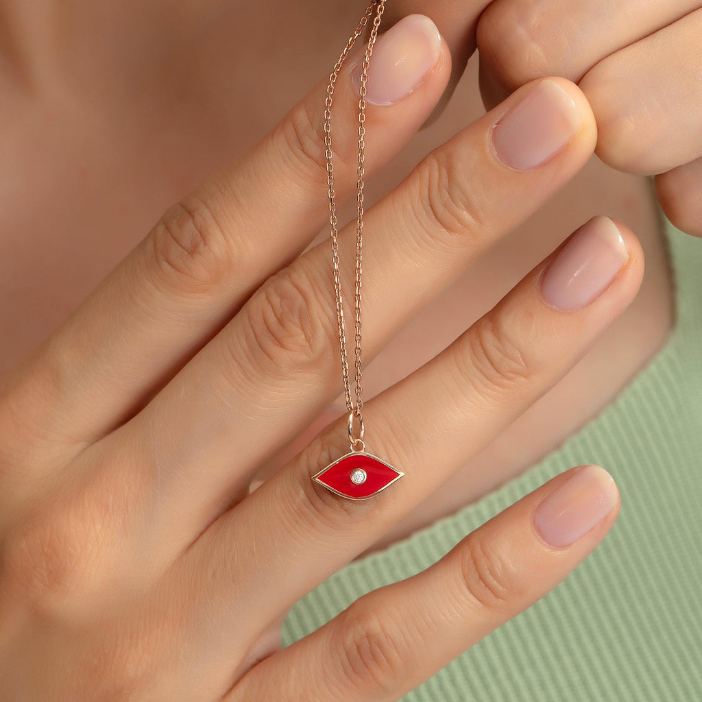 Gold Enamel Birthstone Evil Eye Pendant
