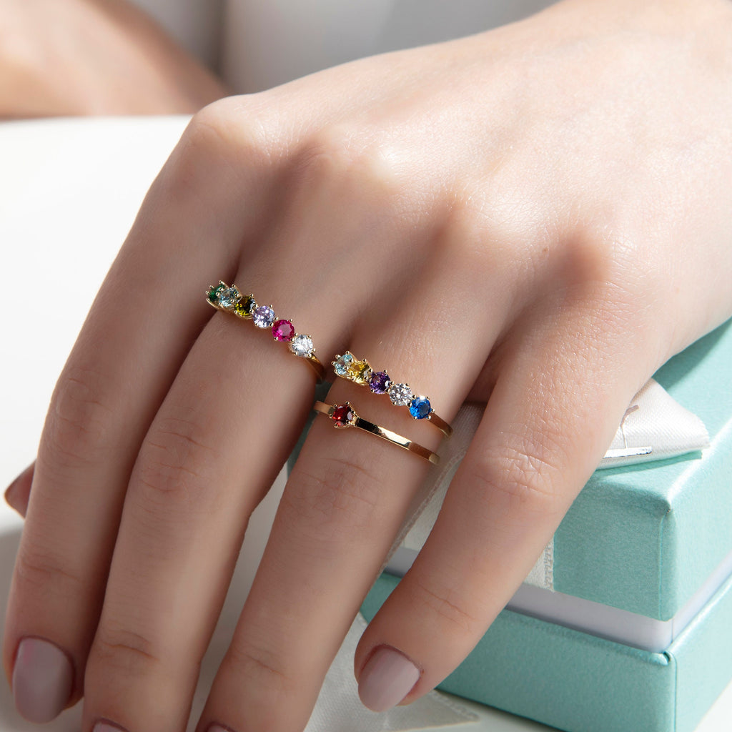 3mm Gold Birthstone Ring