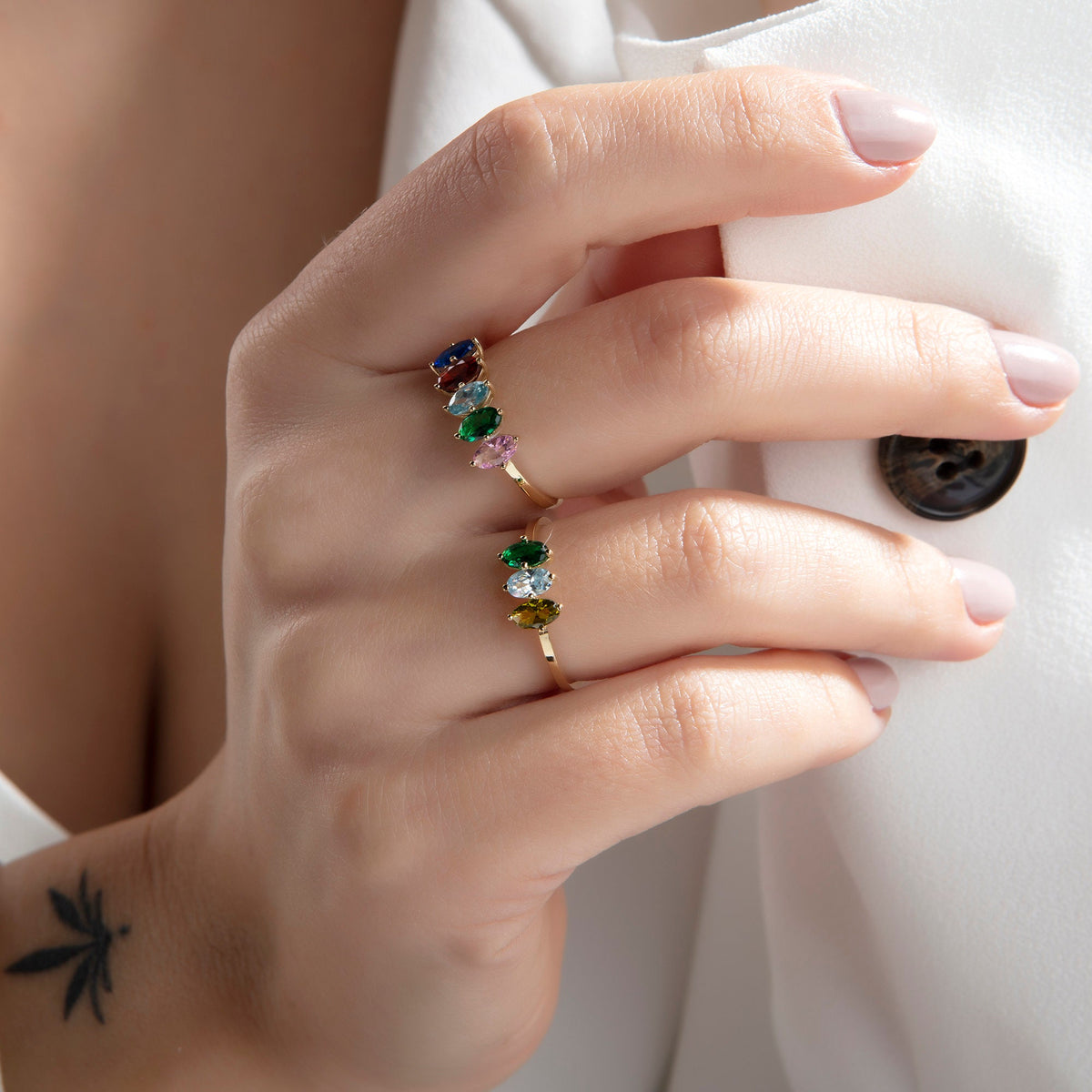 Marquise Cut Gold Birthstone Ring