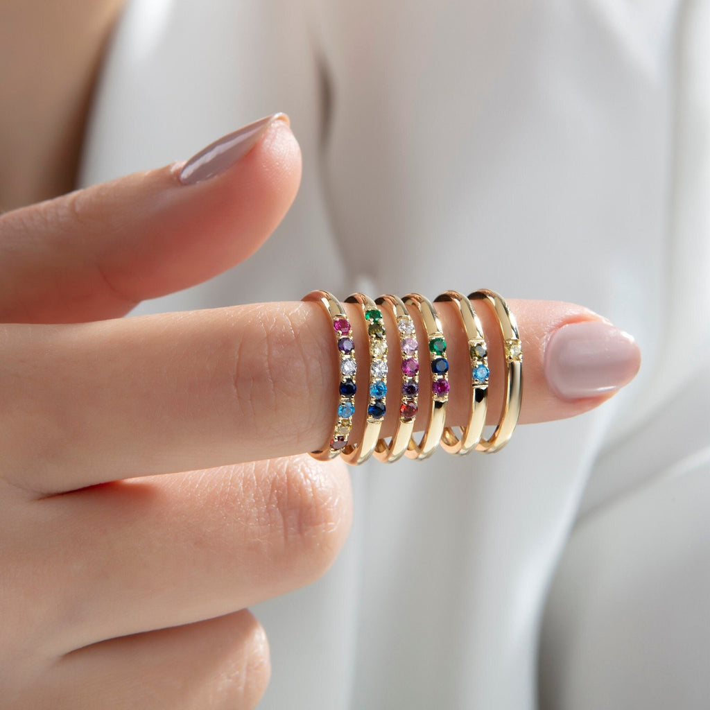2mm Gold Birthstone Ring