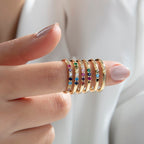 2mm Gold Birthstone Ring