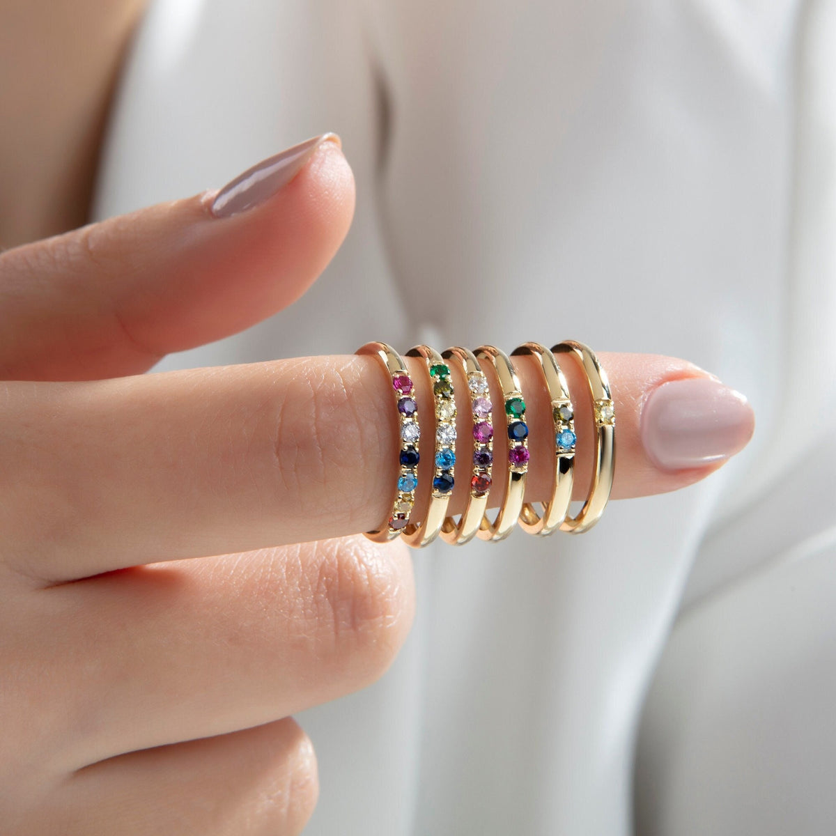 2mm Gold Birthstone Ring