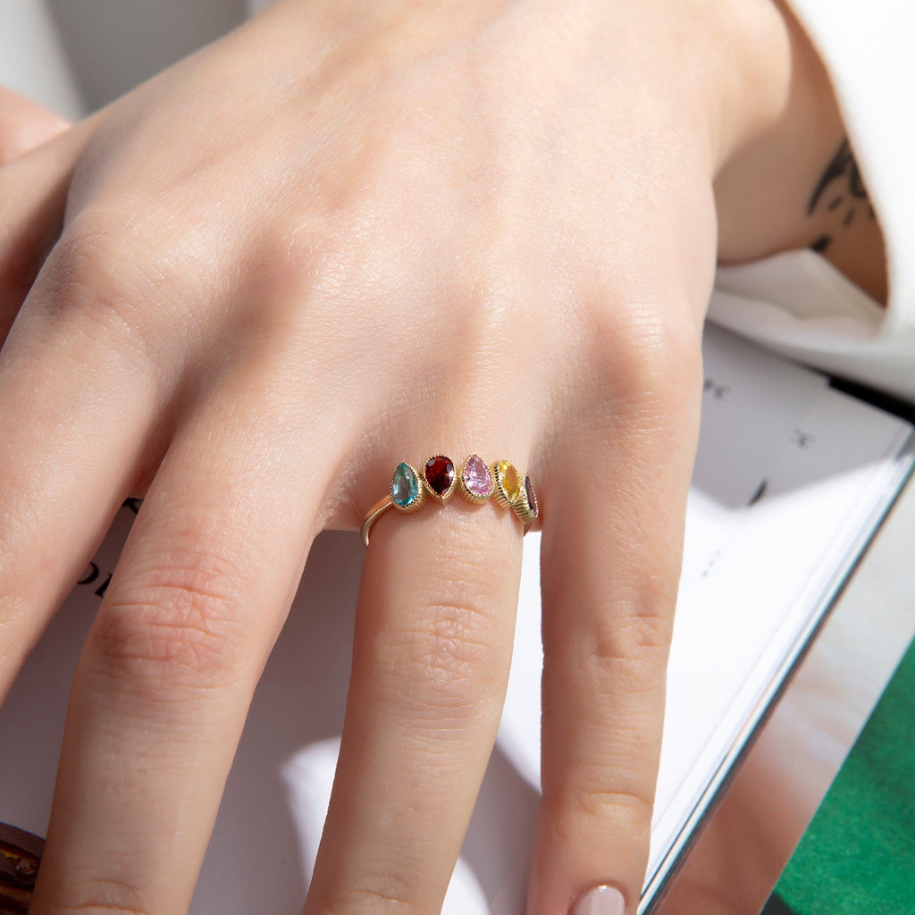 Pear Cut Gold Birthstone Ring