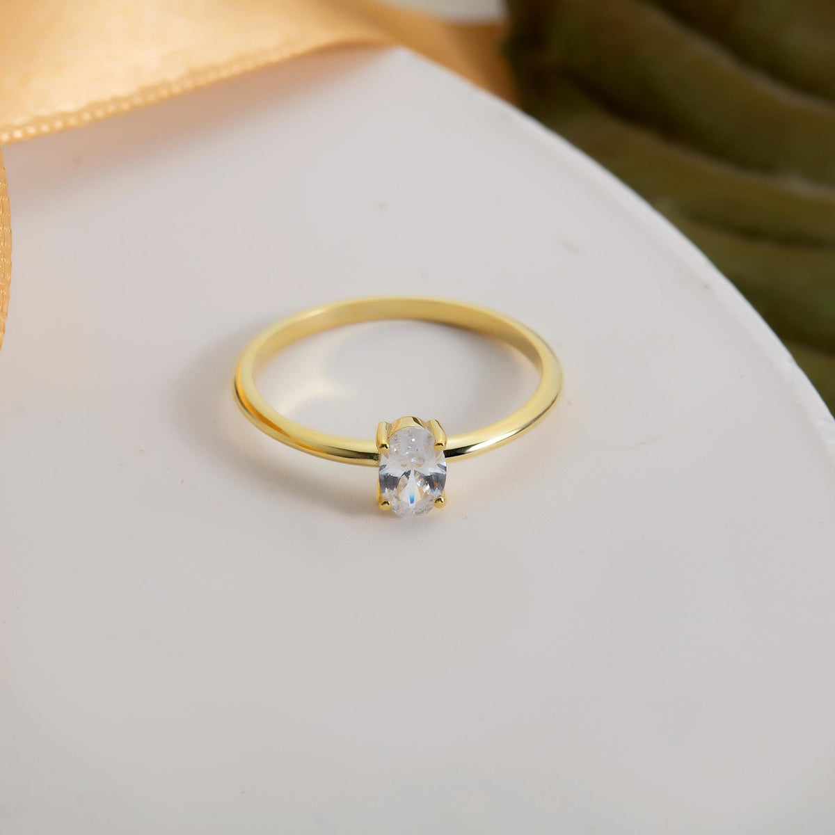Gold Oval Cut Birthstone Ring