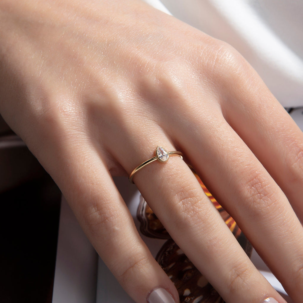 Pear Cut Gold Birthstone Ring