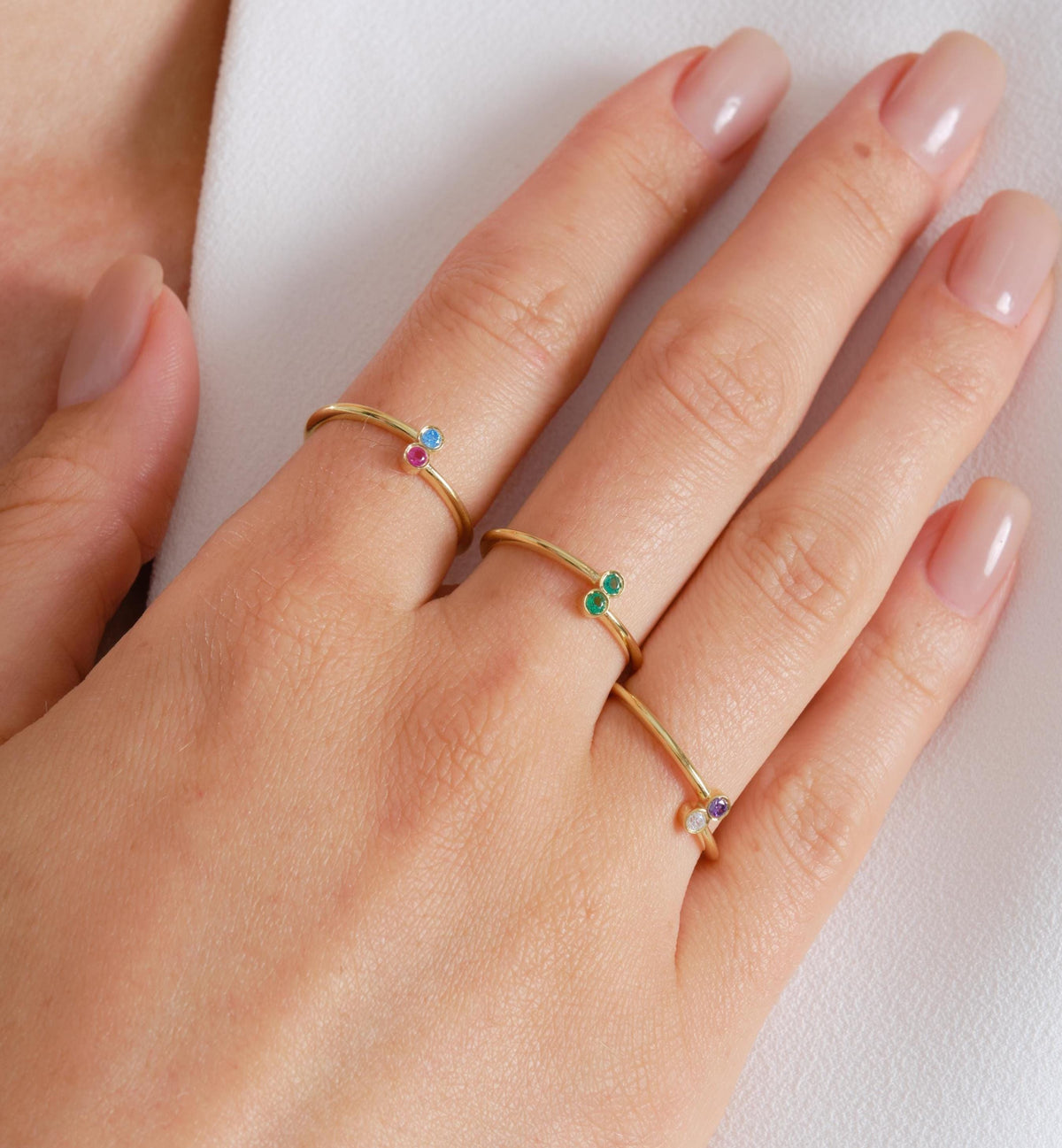 Duo Gold Couple Birthstone Ring