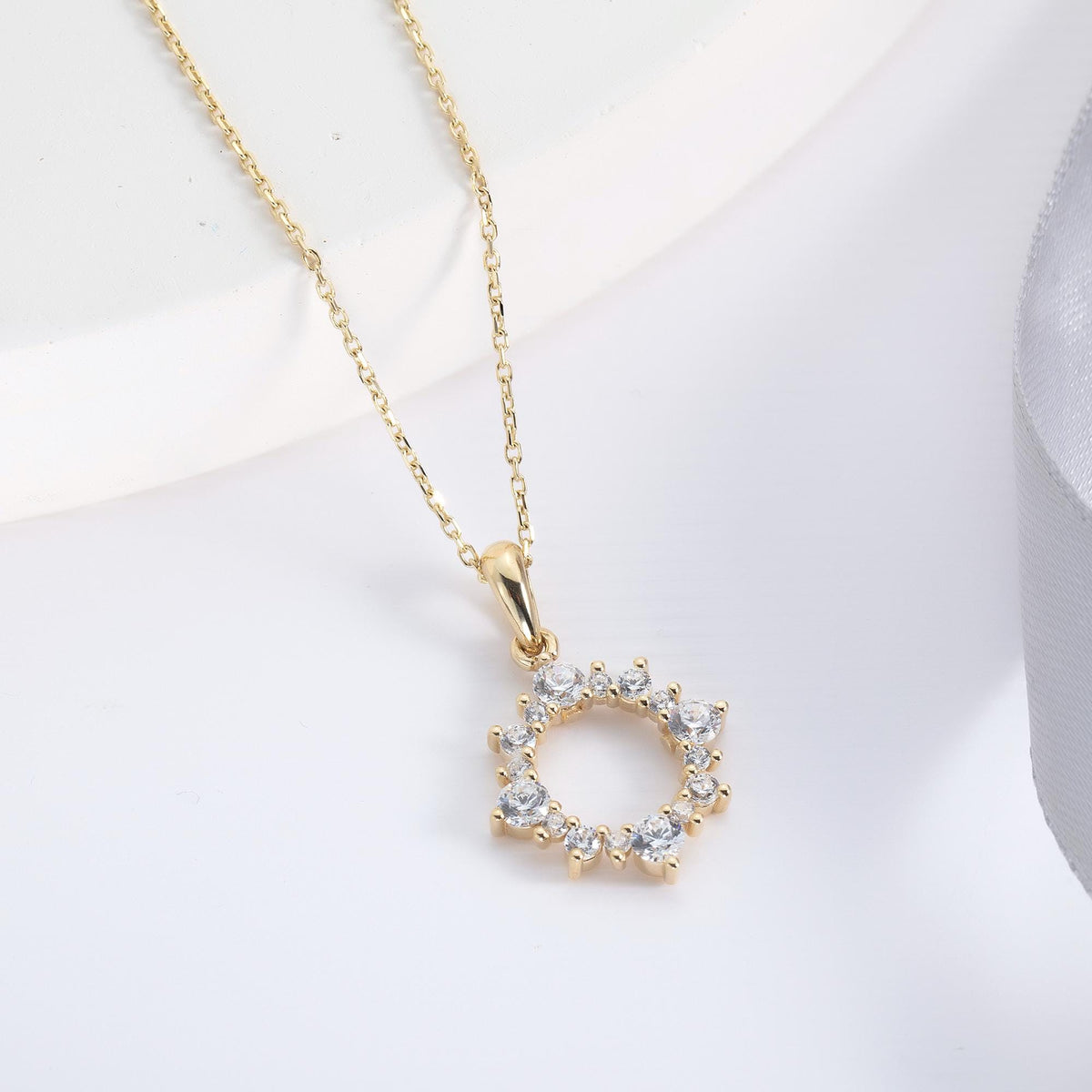 Gold CZ Sun Pendant
