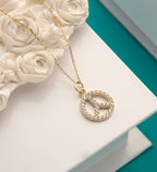 Gold CZ Peace Sign Pendant