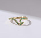 Wave Gold Birthstone Ring