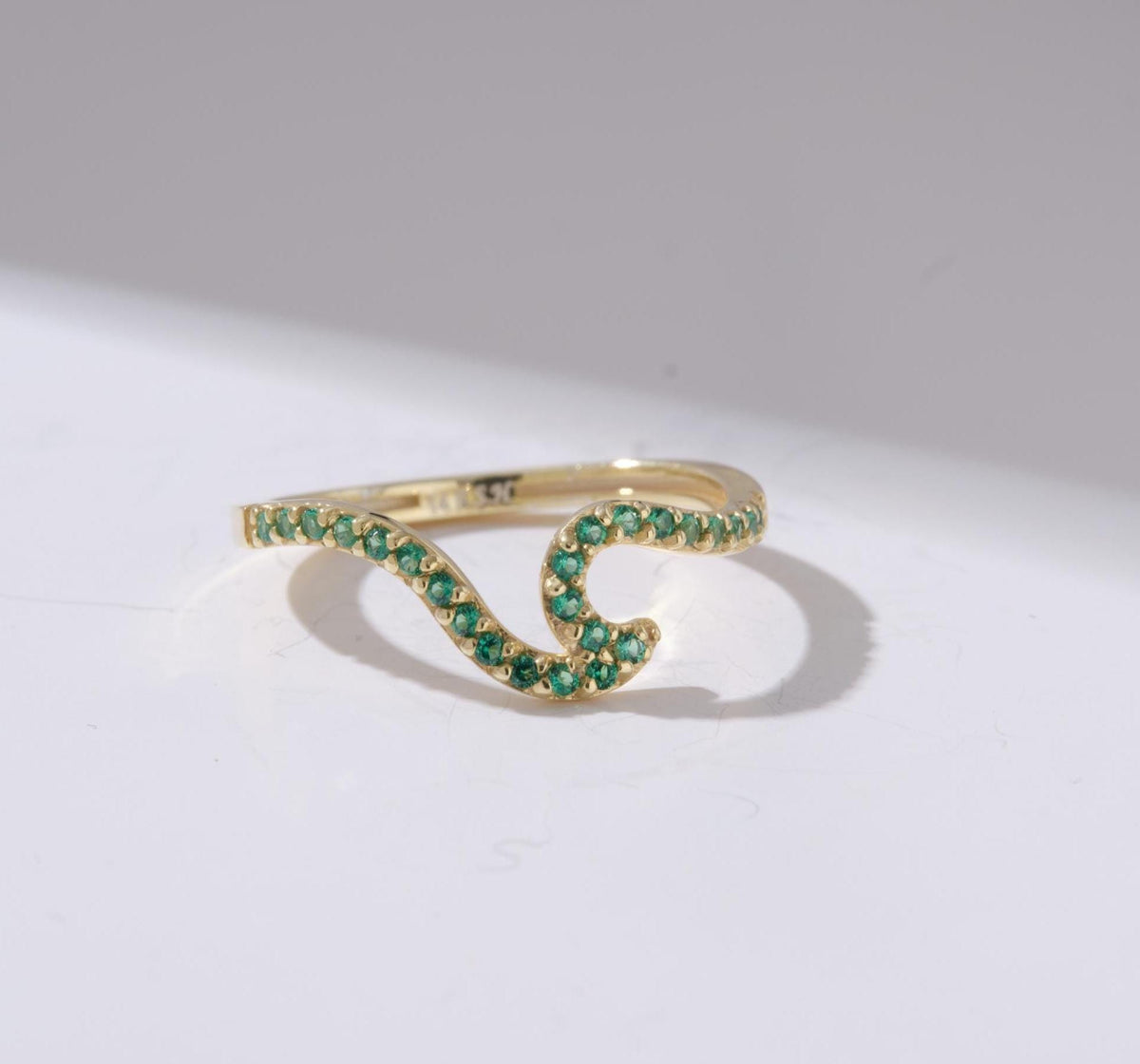 Wave Gold Birthstone Ring