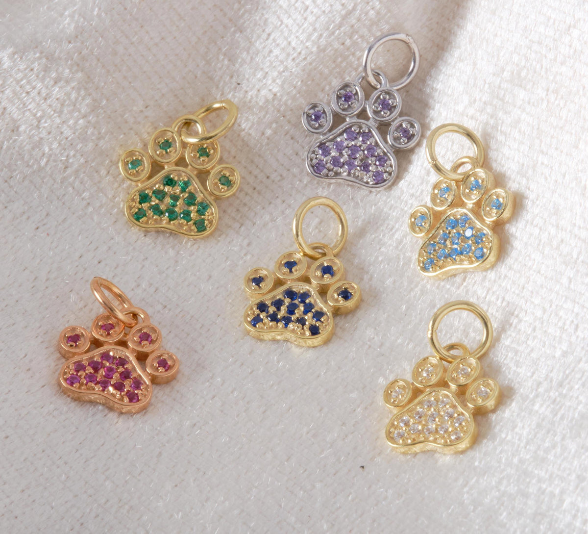 Gold Paw Birthstone Pendant