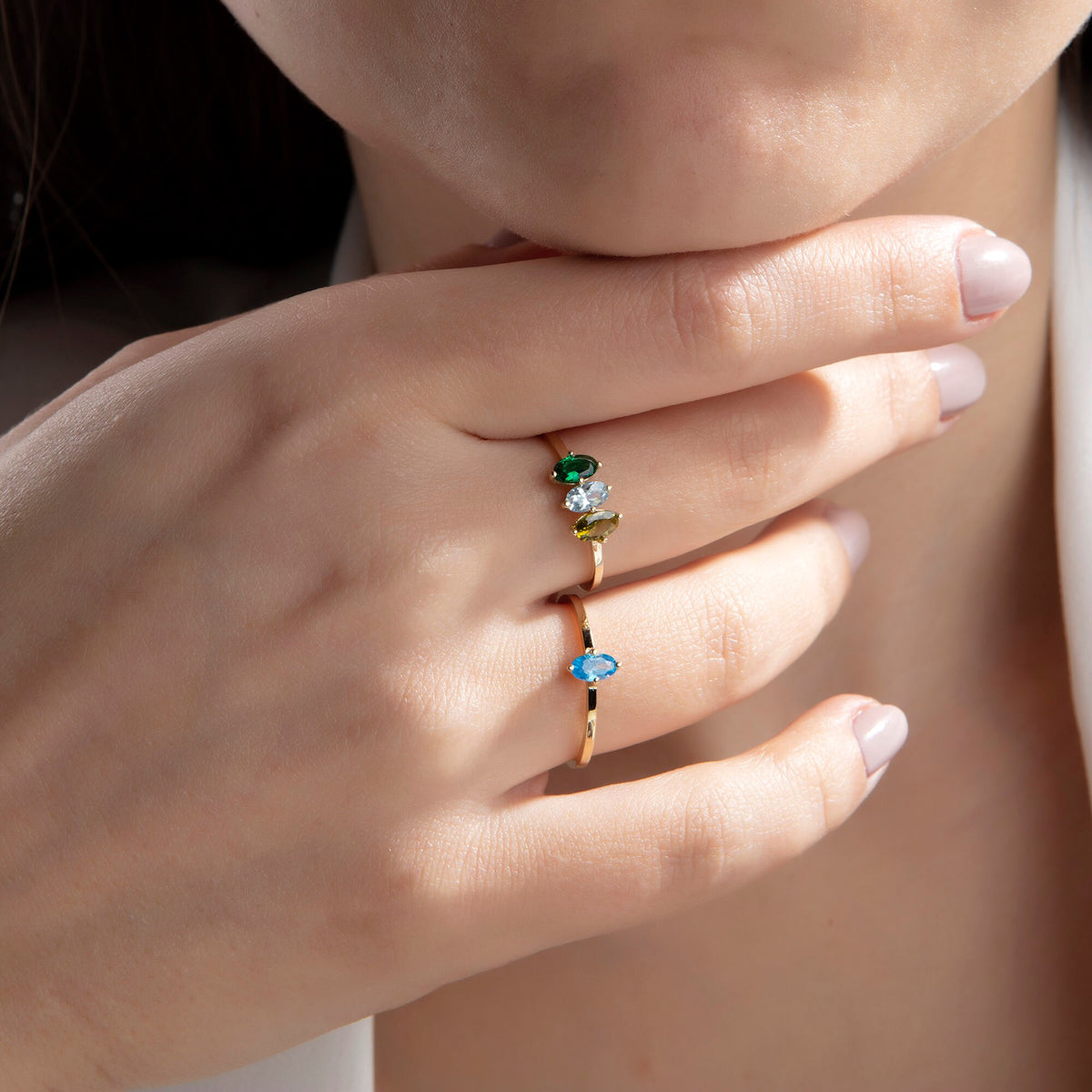 Marquise Cut Gold Birthstone Ring