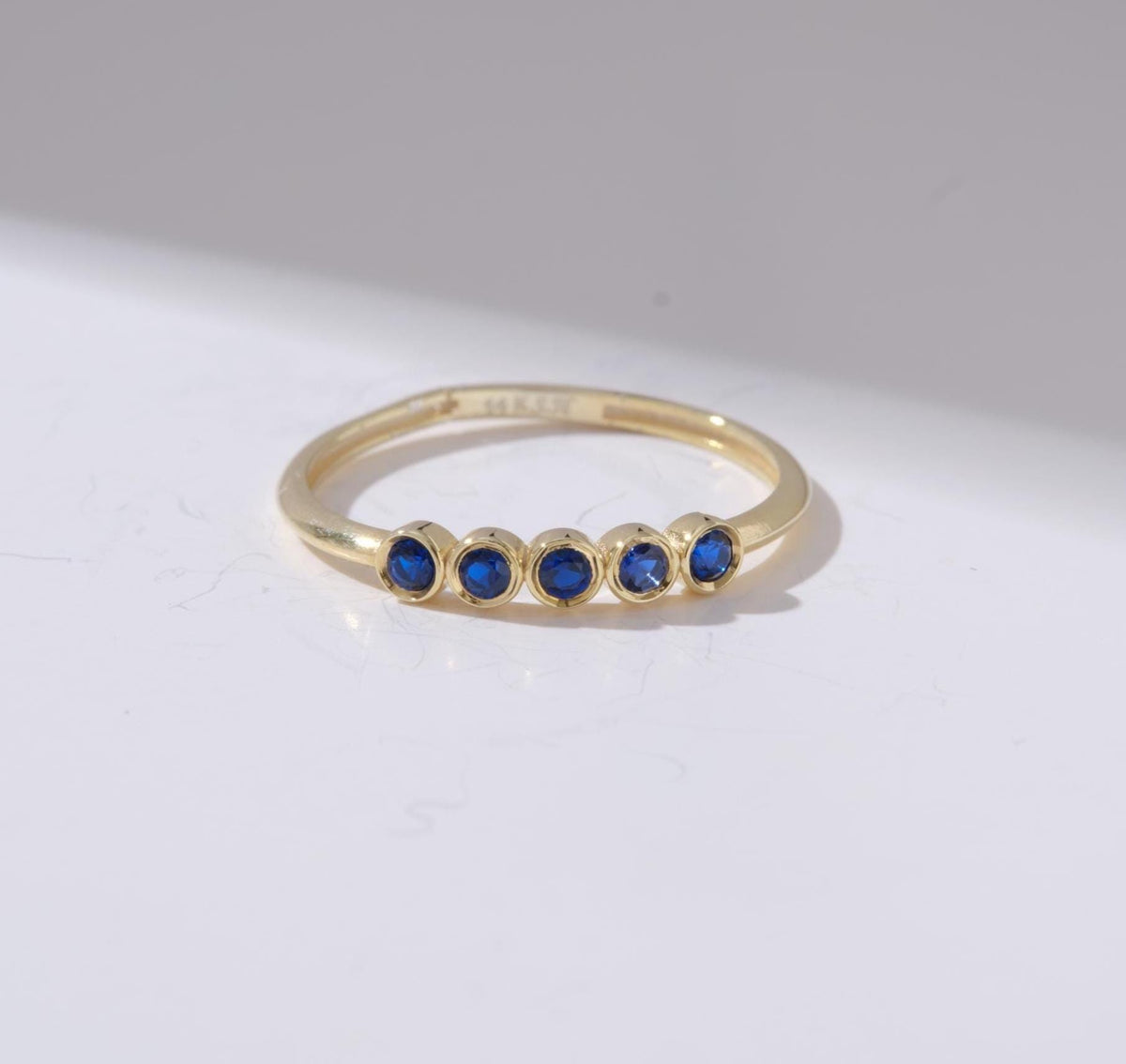 Dainty Round Cut Gold Birthstone Ring