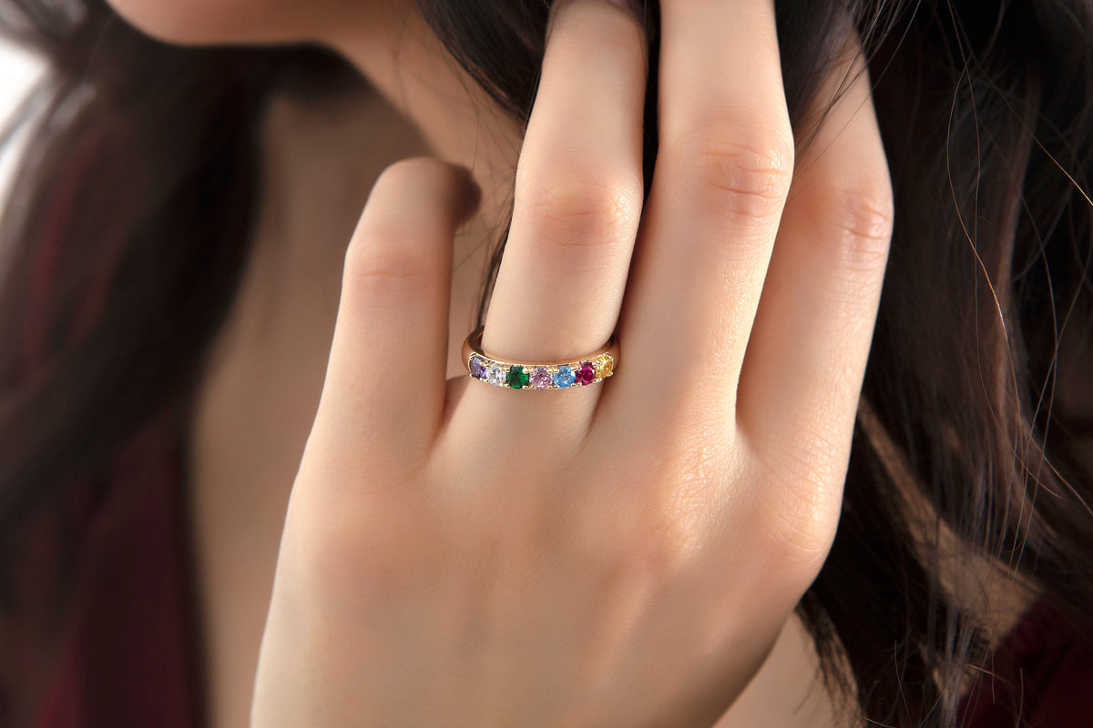 Family Gold Birthstone Ring