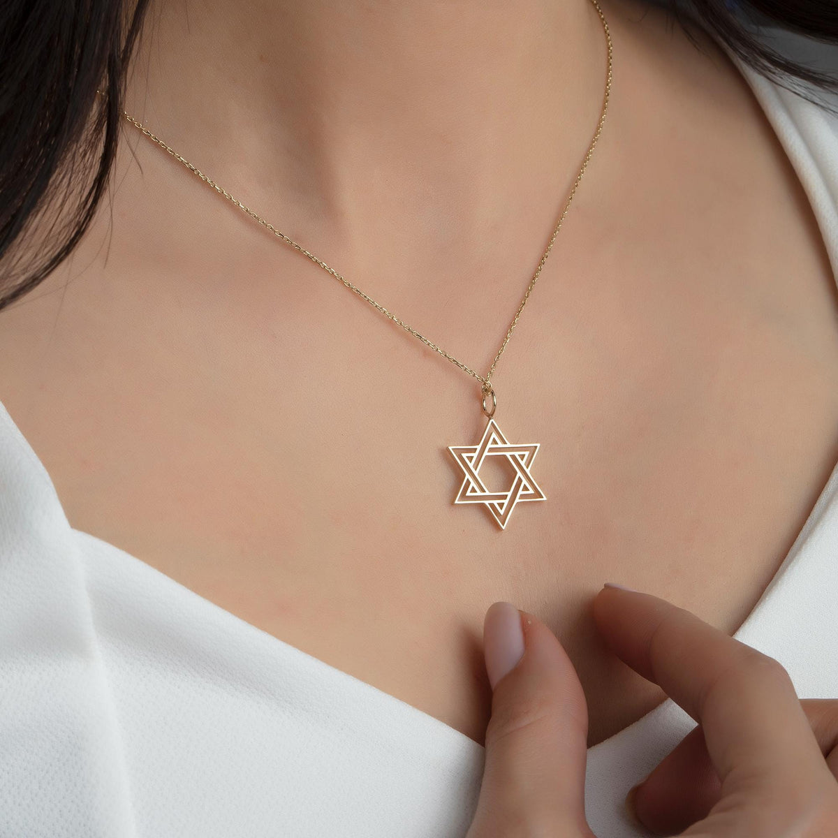Gold Star of David Pendant
