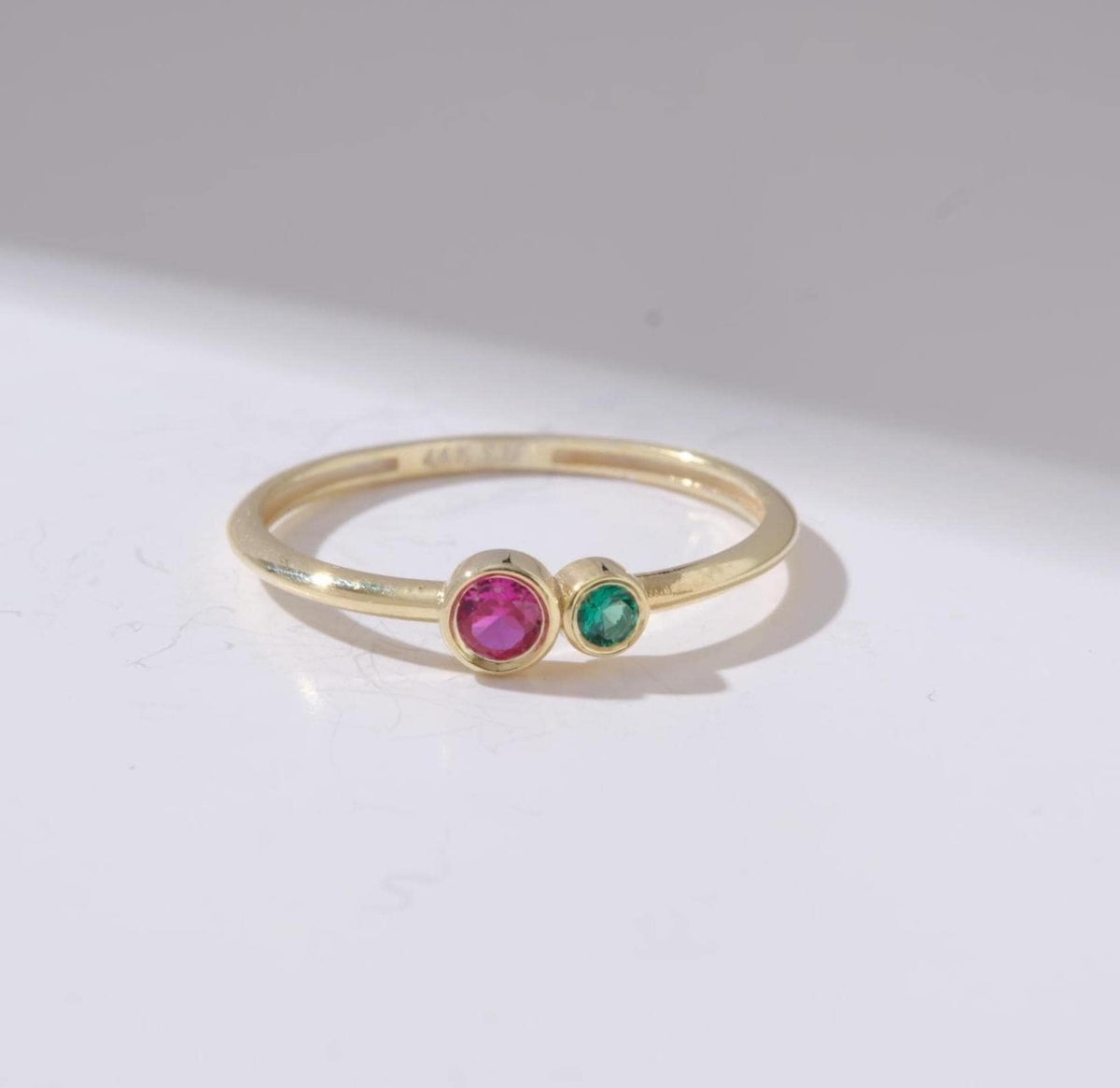 Couple Gold Birthstone Ring