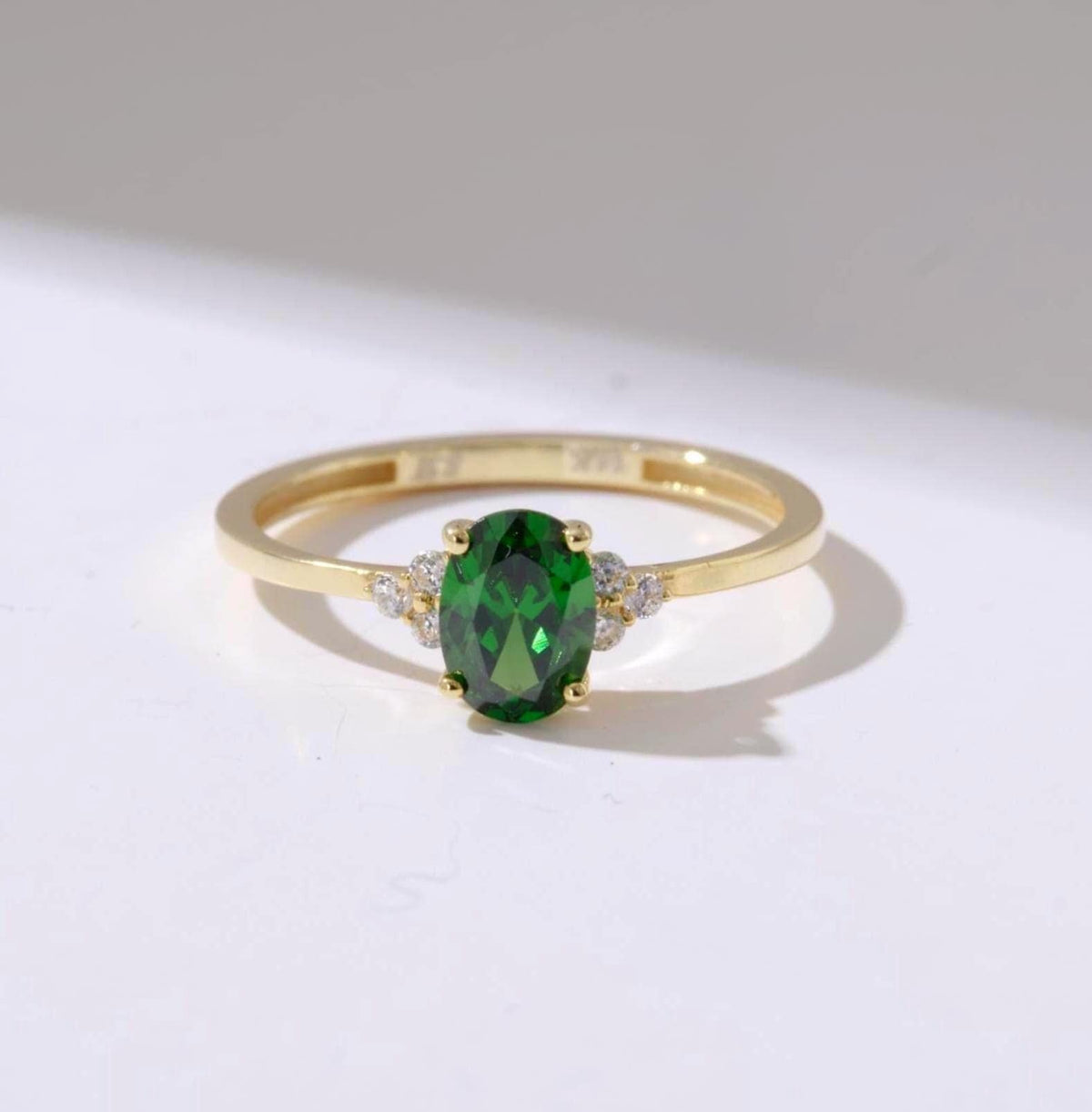Center Stone Oval Cut Gold Birthstone Ring
