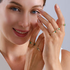 Pear Cut Side Stone Gold Birthstone Ring