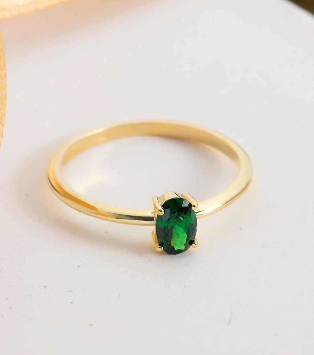 Gold Oval Cut Birthstone Ring