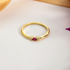 Dainty Center Stone Gold Birthstone Ring
