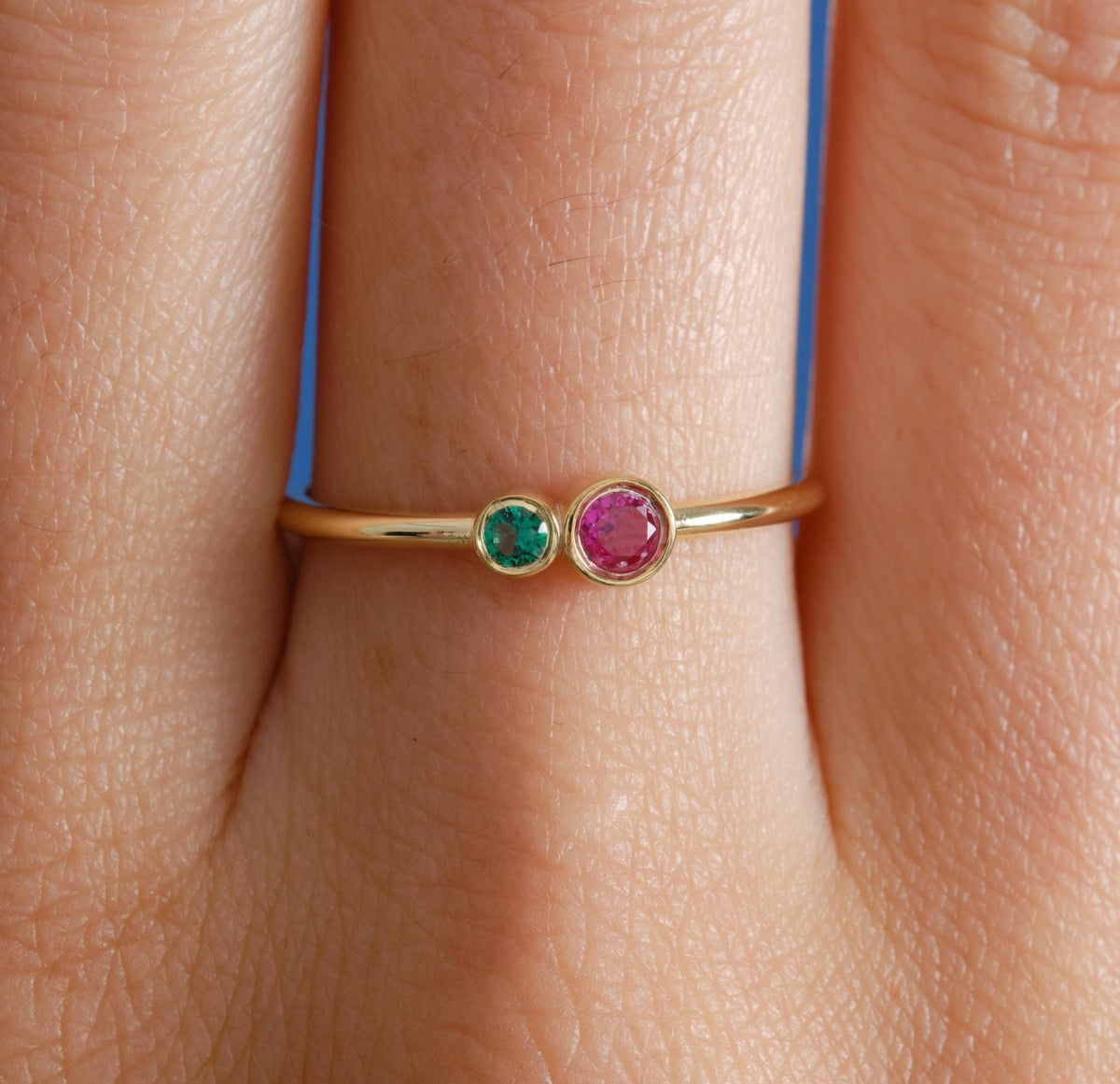 Couple Gold Birthstone Ring