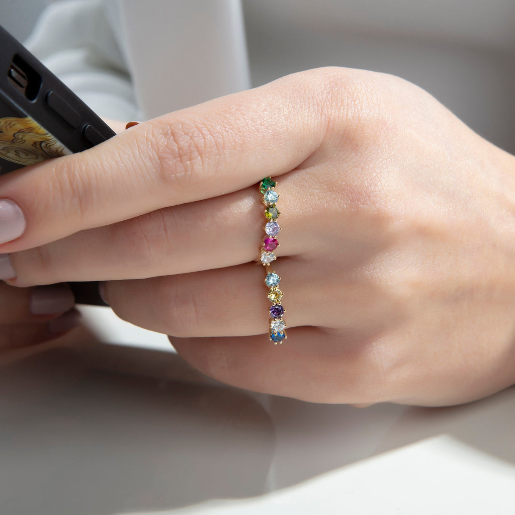 3mm Gold Birthstone Ring