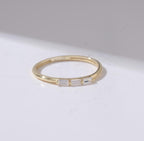 Dainty Baguette Band Gold Birthstone Ring
