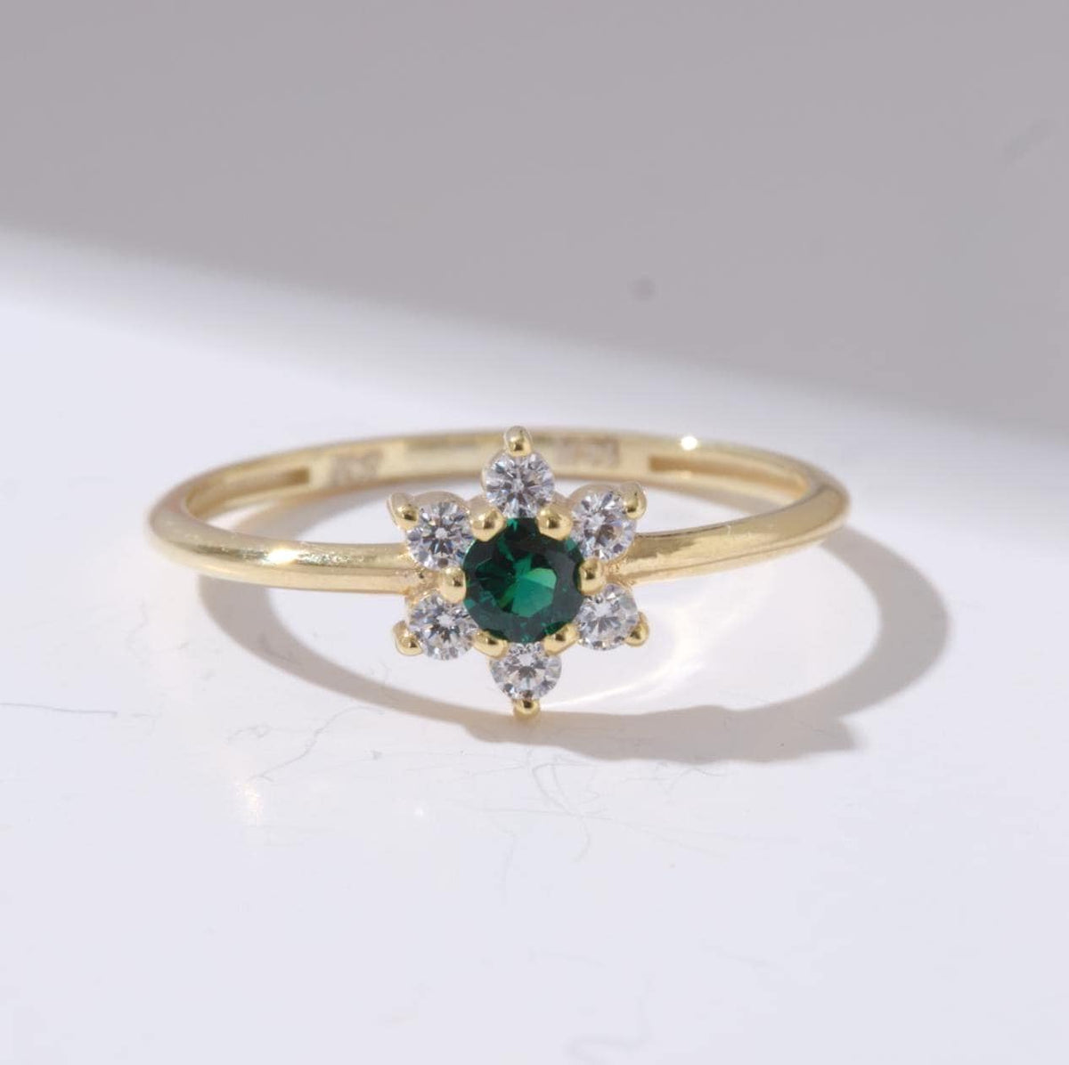 Gold Flower Birthstone Ring