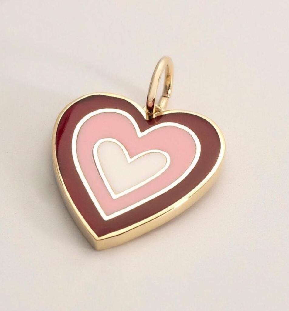Gold Enamel Heart Pendant