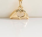 Gold Heart Hand Gesture Pendant
