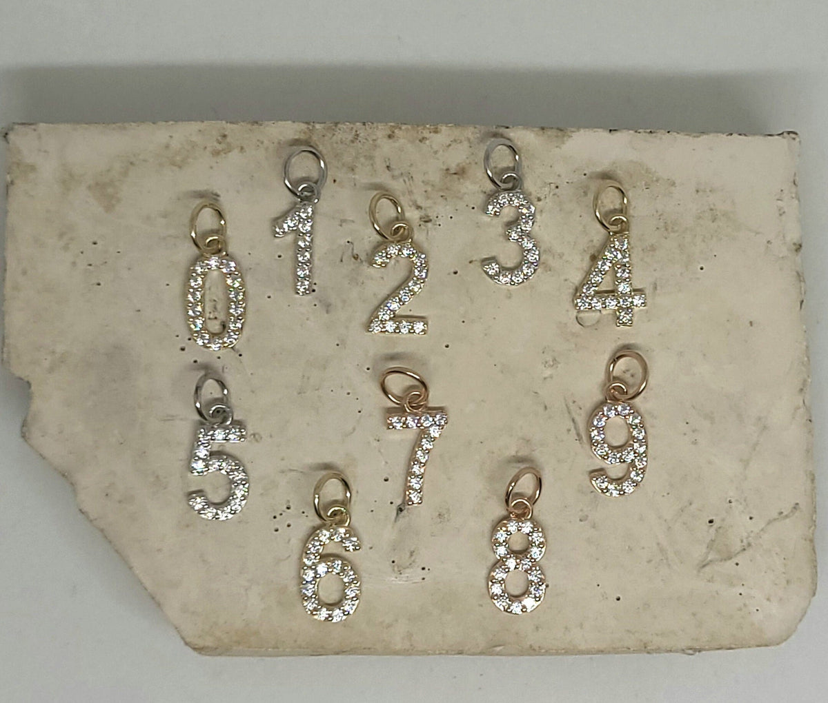 Gold Birthstone Number CZ Charm