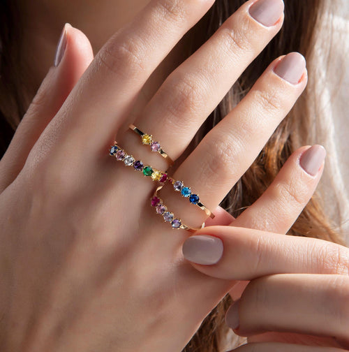 3mm Gold Birthstone Ring