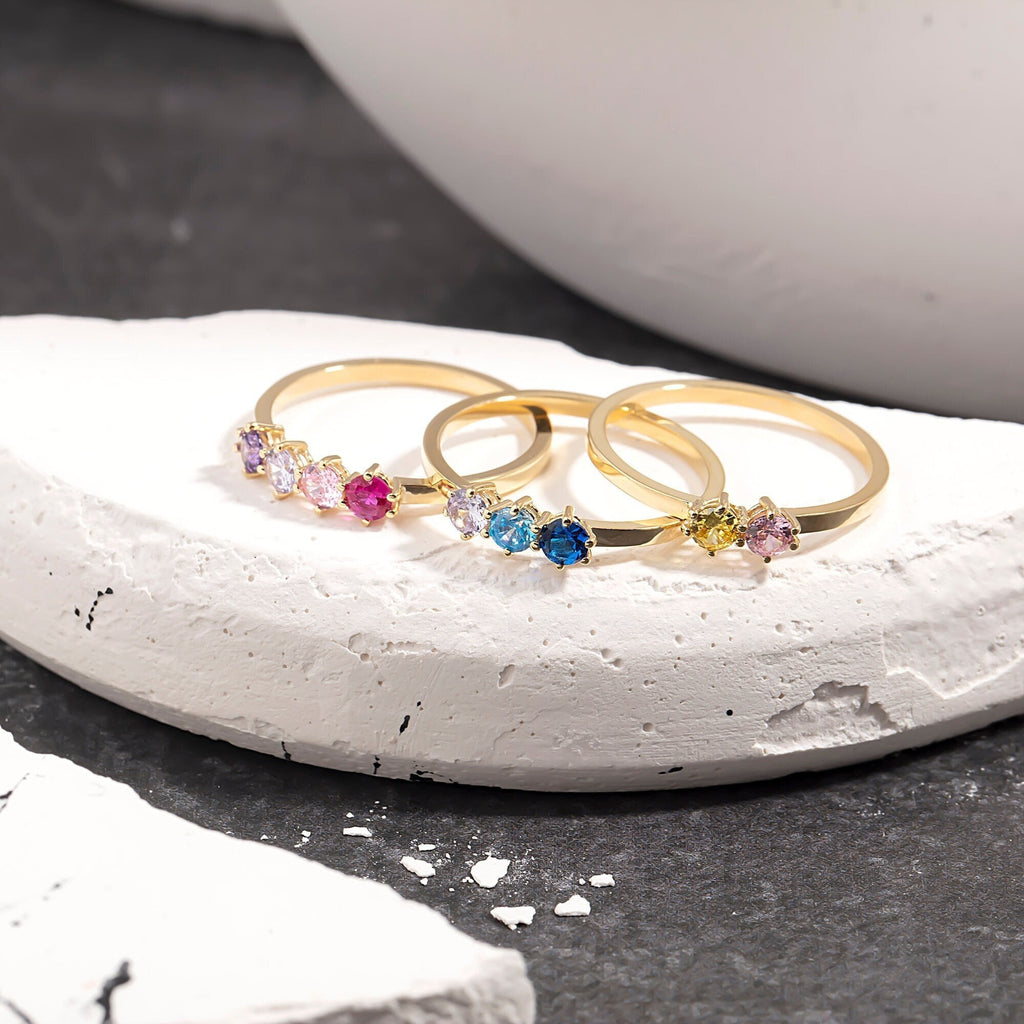 3mm Gold Birthstone Ring
