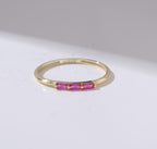 Dainty Baguette Band Gold Birthstone Ring