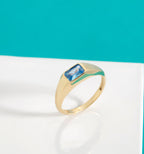 Emerald Cut Gold Birthstone Ring