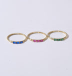 Dainty Baguette Band Gold Birthstone Ring