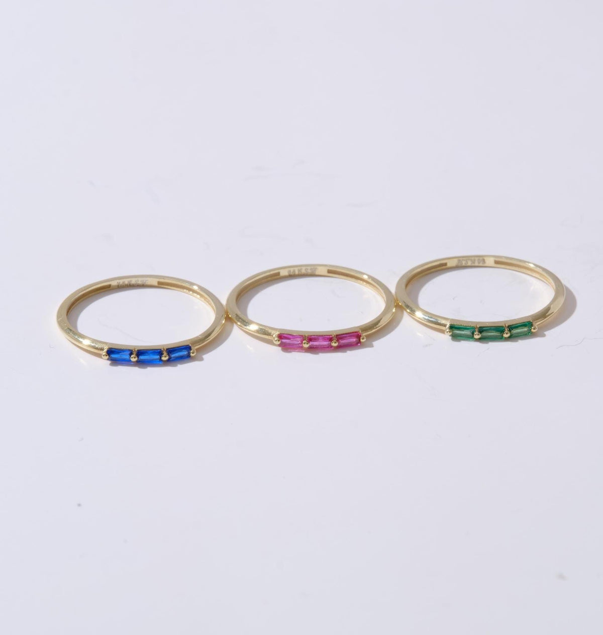 Dainty Baguette Band Gold Birthstone Ring