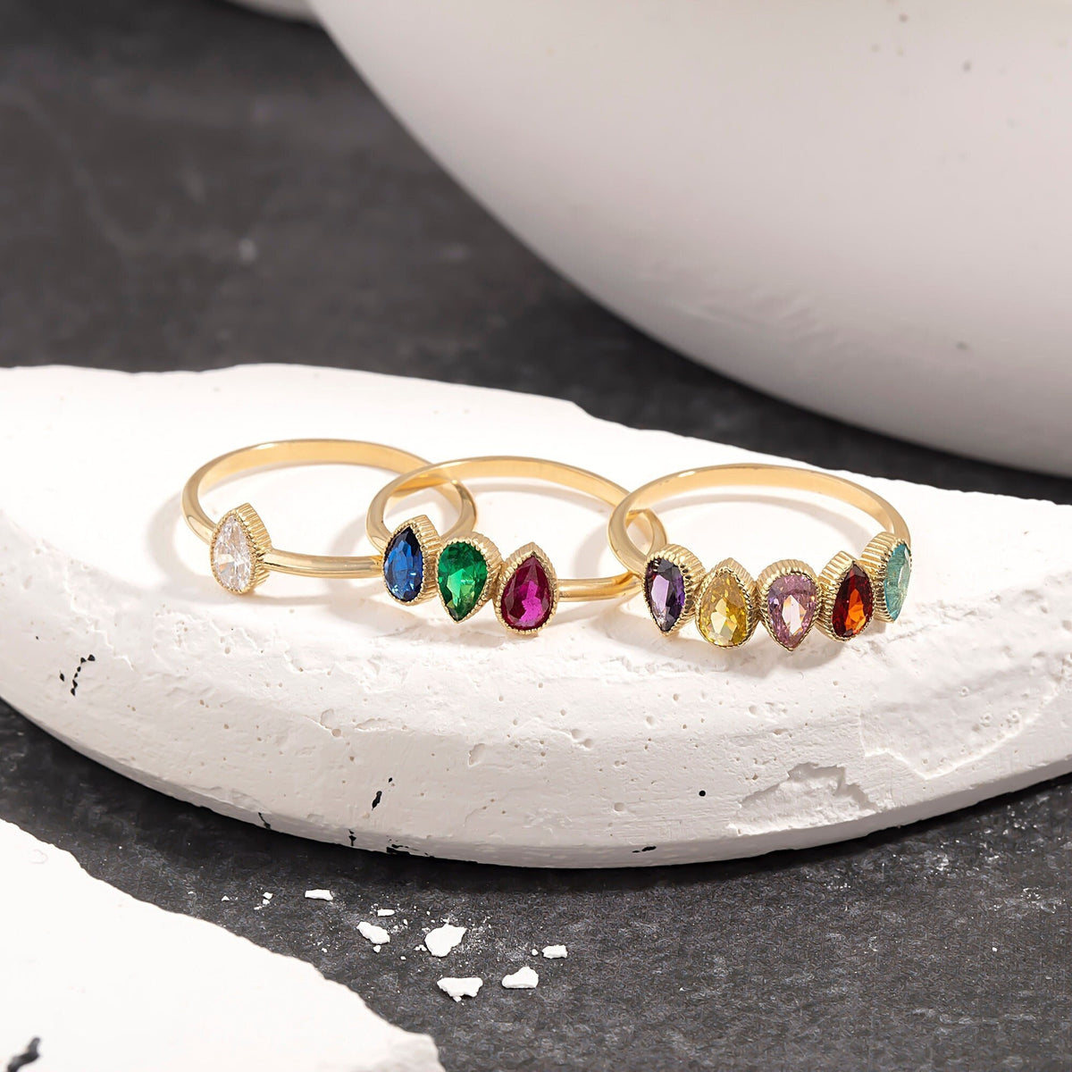 Pear Cut Gold Birthstone Ring